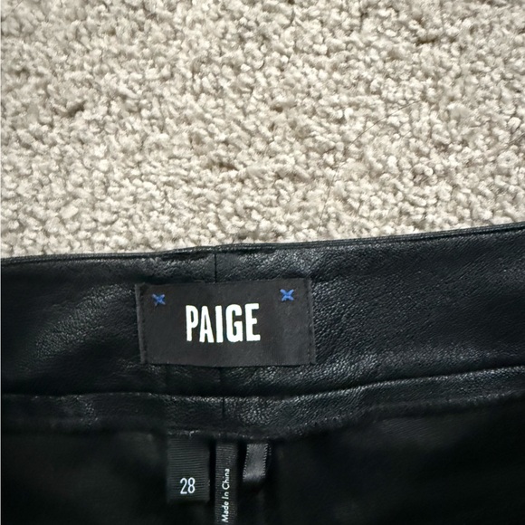 PAIGE Midnight Black Leather Trousers - Picture 3 of 5